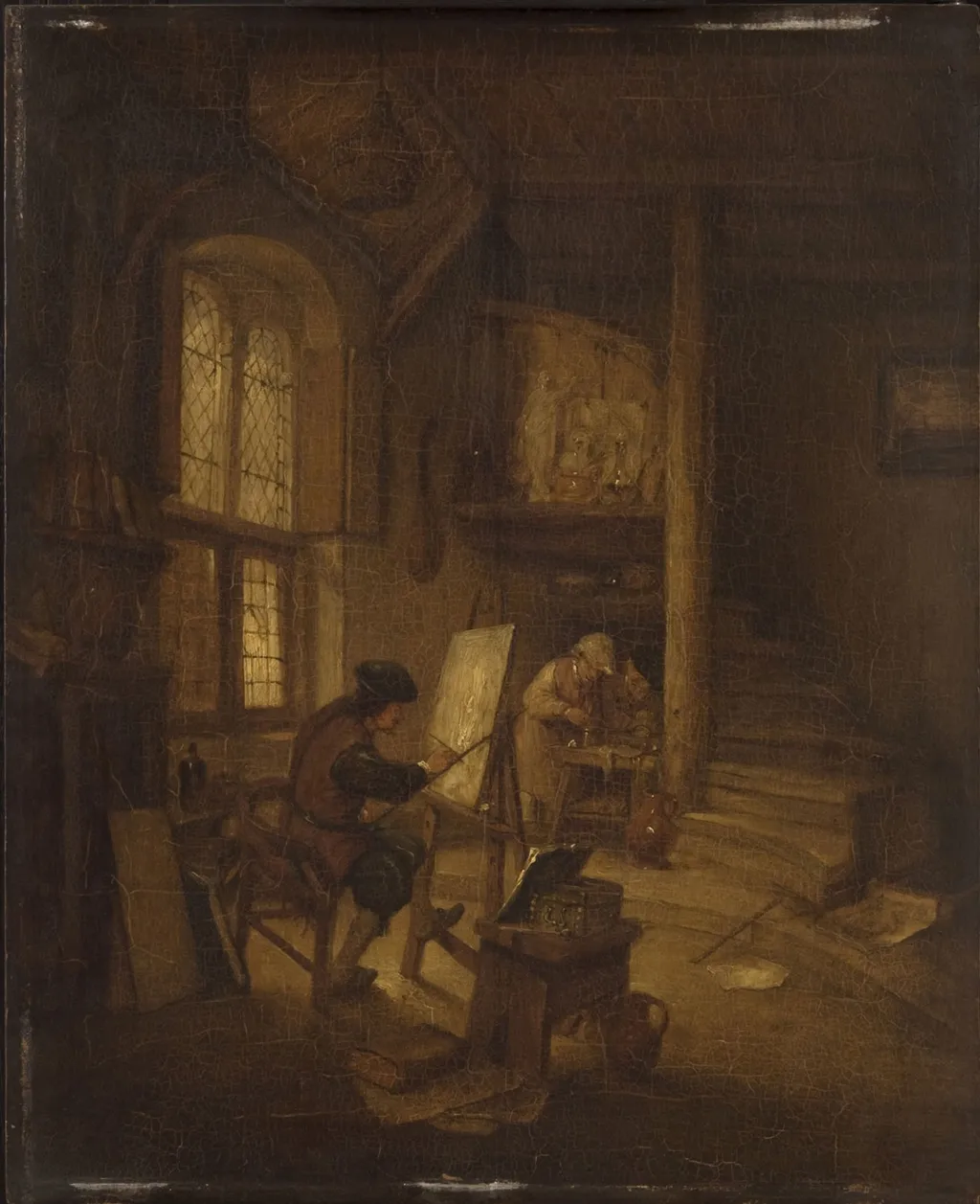 Painter in His Studio, by Adriaen van Ostade, oil, 1650