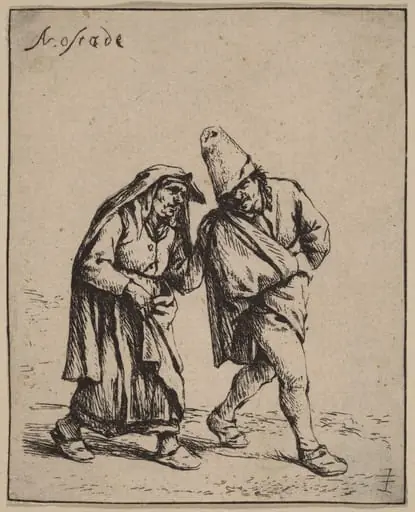 Peasant Couple Walking, by Adriaen van Ostade