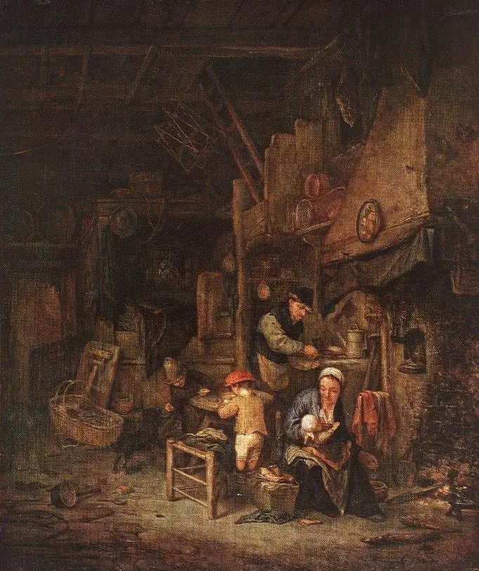 Peasant Family by a Hearth, by Adriaen van Ostade