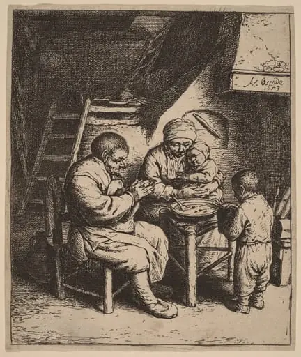 Peasant Family Praying Before a Meal, by Adriaen van Ostade