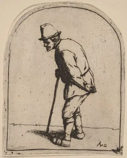 Peasant with a Crooked Back Leaning on a Stick, by Adriaen van Ostade