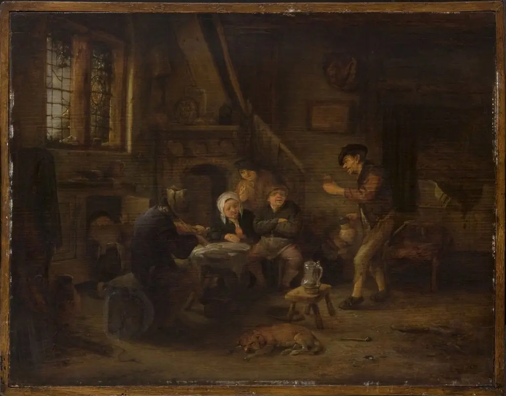 Peasants Drinking and Making Music, by Adriaen van Ostade