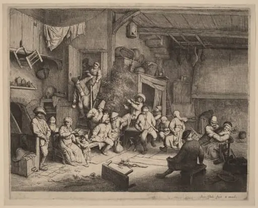 Peasants Feasting at an Inn, by Adriaen van Ostade