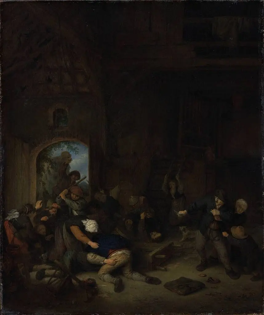 Peasants Fighting at the Village Inn, by Adriaen van Ostade
