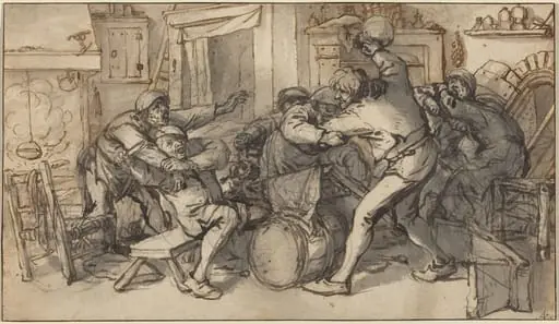 Peasants Fighting in a Tavern, by Adriaen van Ostade