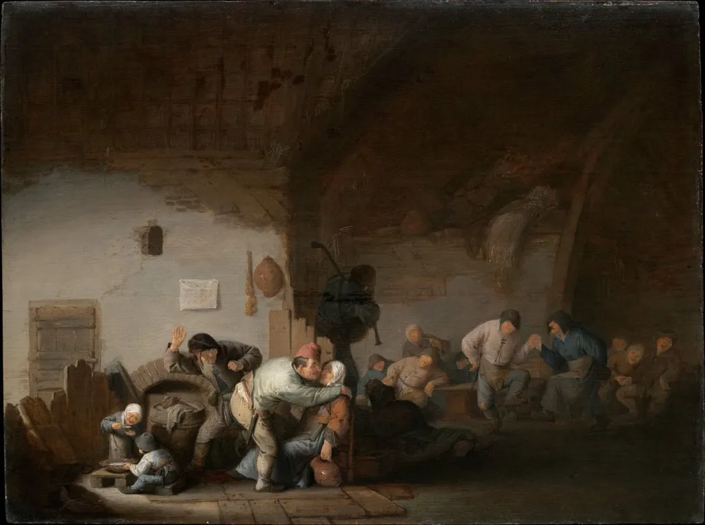 Peasants Merrymaking, by Adriaen van Ostade, oil, 1660