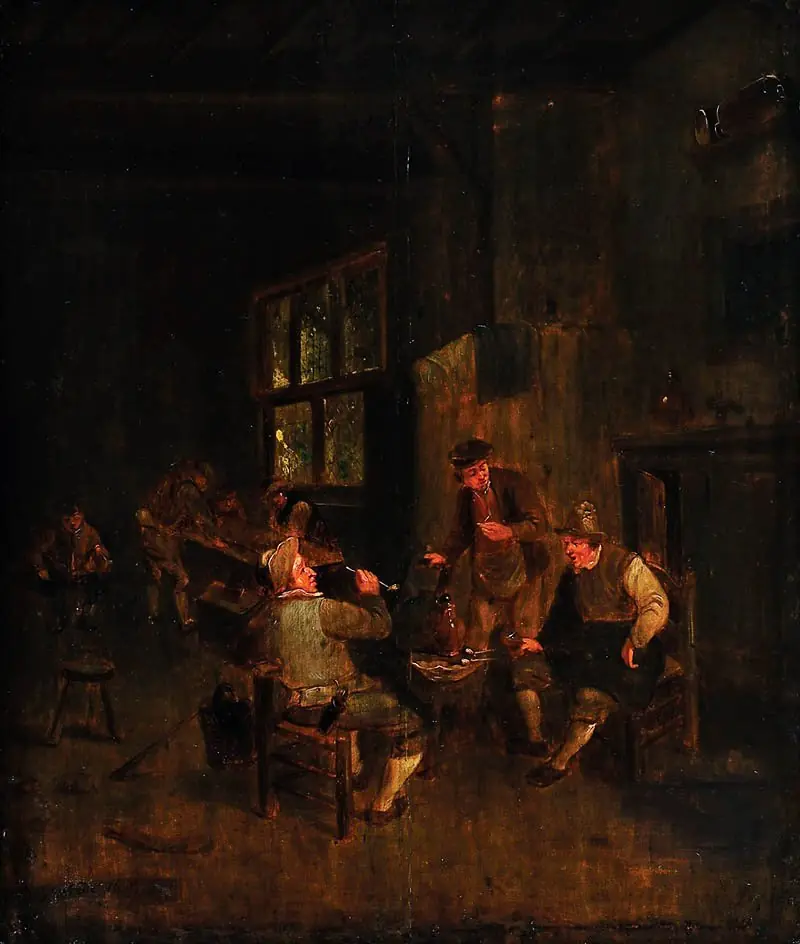 Qəlyançəkənlər meyxanada, by Adriaen van Ostade