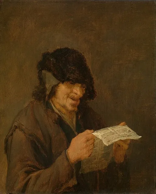 Singing Man, by Adriaen van Ostade, oil, 1700