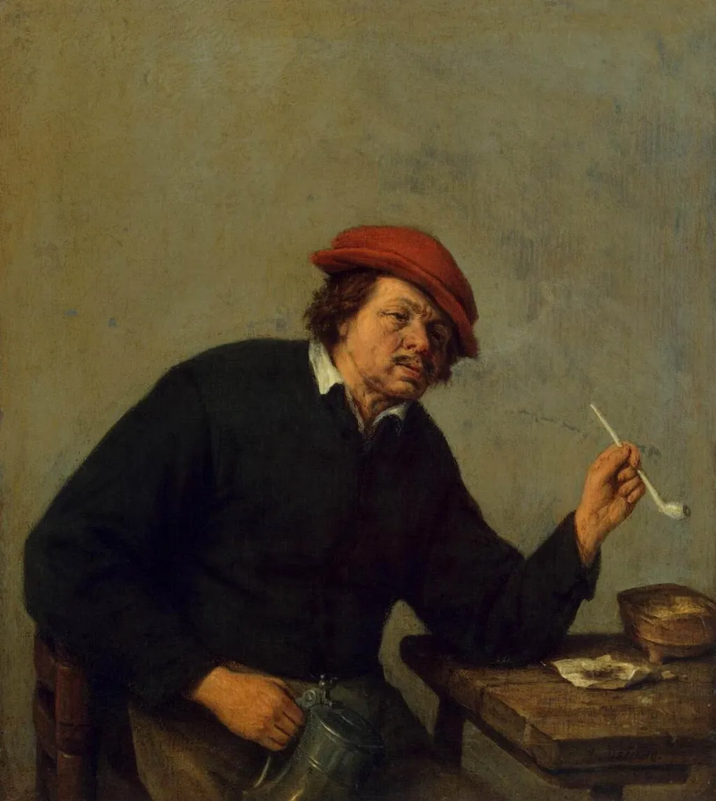 Smoker, by Adriaen van Ostade, oil, 1655