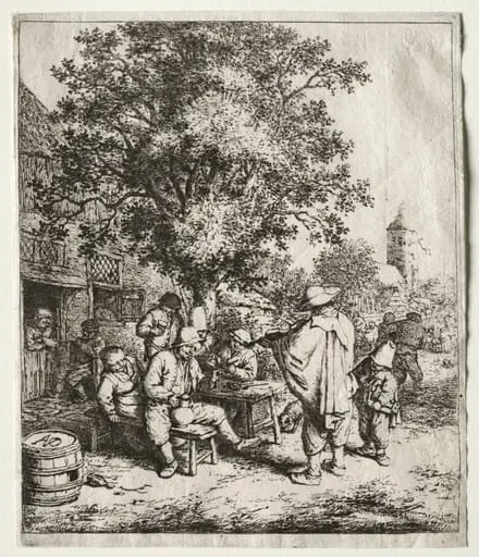 The fiddler and the hurdy-gurdy boy, by Adriaen van Ostade