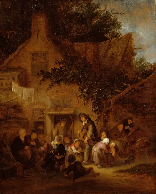 The Organ-Grinder Outside a Cottage, by Adriaen van Ostade, unspecified, 1640