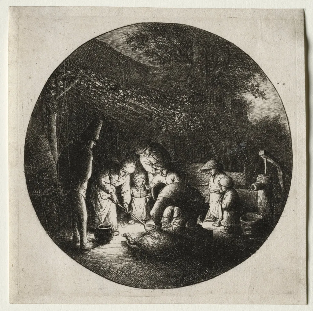 The Pigkillers, by Adriaen van Ostade, 1652