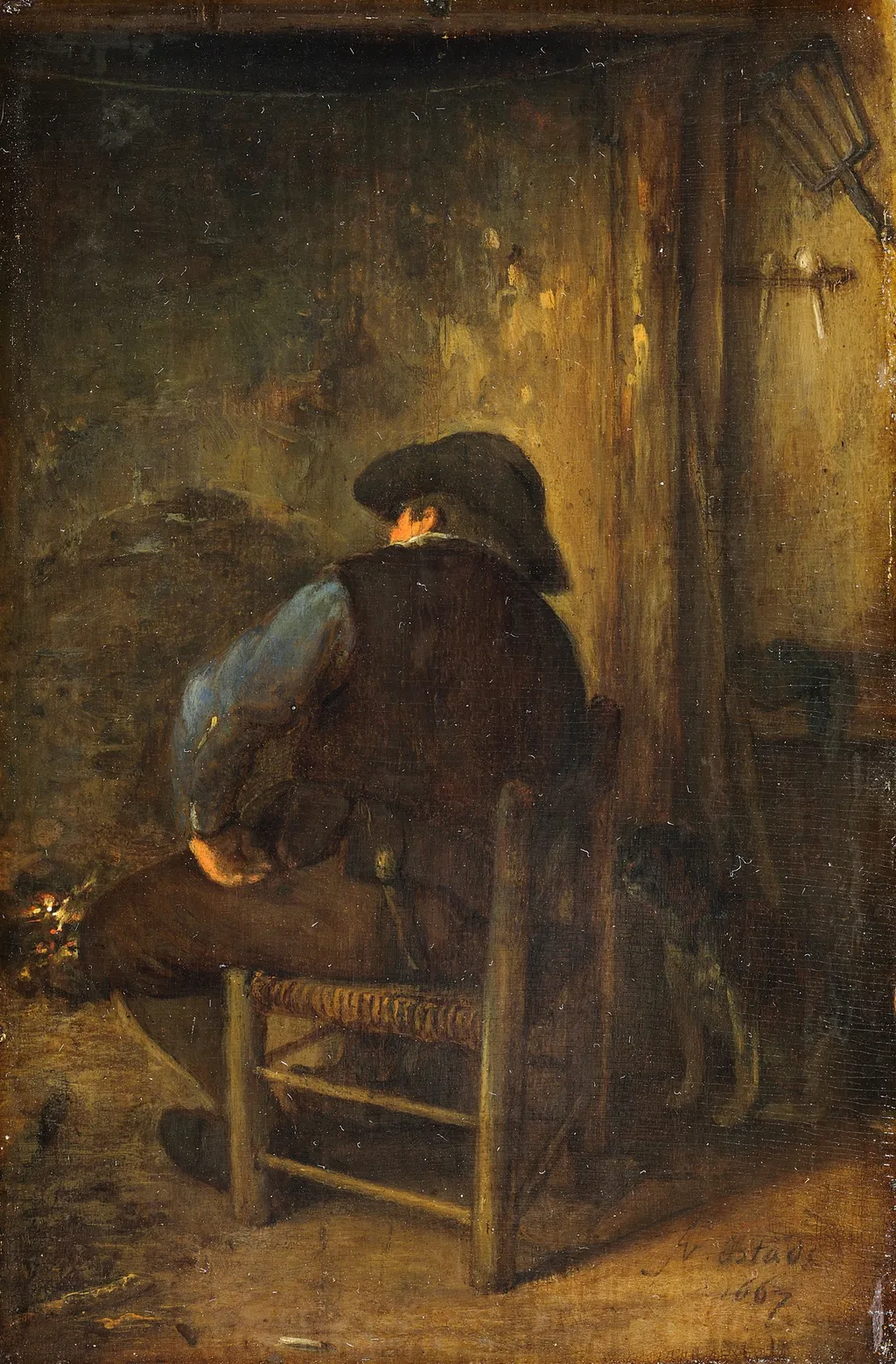 The Smoker, by Adriaen van Ostade, oil, 1667