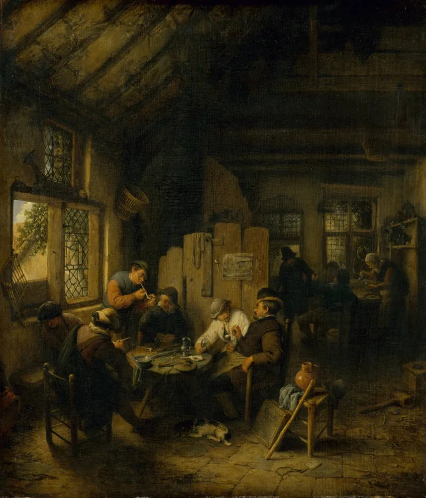 The Table in the Village Inn, by Adriaen van Ostade, oil, 1660