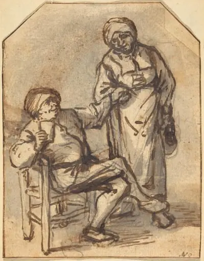 Two Peasants Drinking, by Adriaen van Ostade