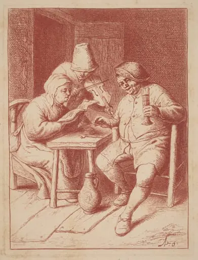 Two Singers and a Fiddler in an Interior, by Adriaen van Ostade