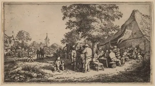 Village Kermesse with Drinkers Under a Tree, by Adriaen van Ostade