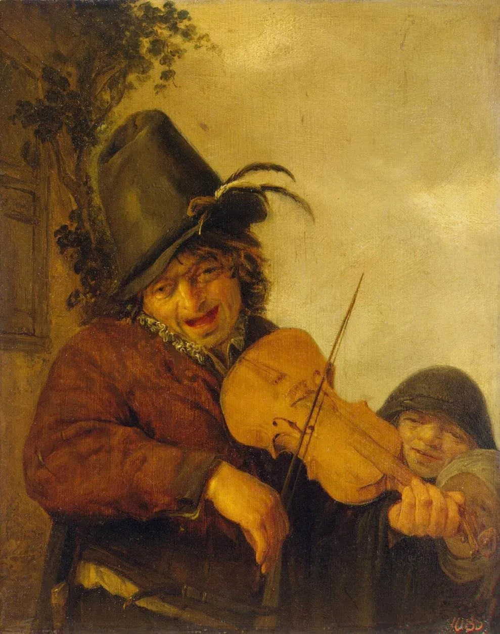 Wandering Musician, by Adriaen van Ostade, oil, 1648