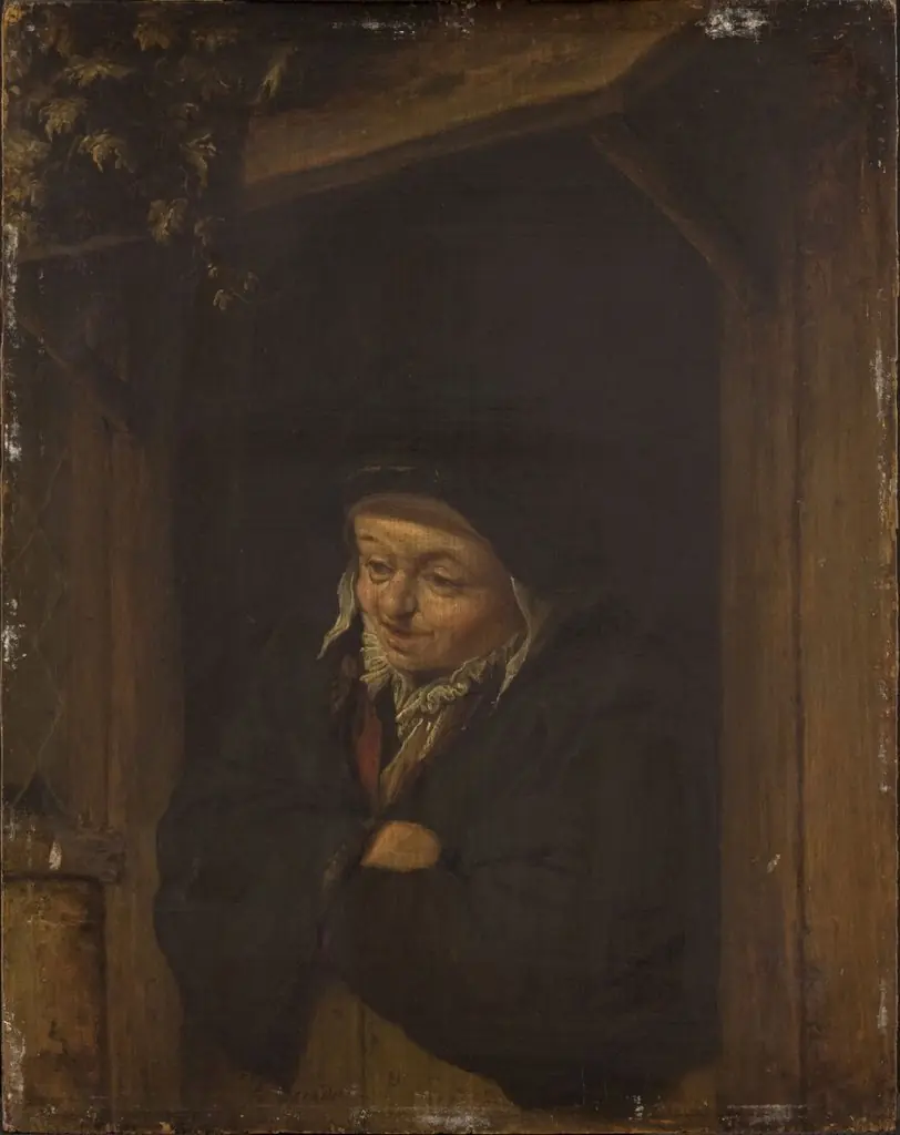 Woman Leaning out a Half-Door, by Adriaen van Ostade