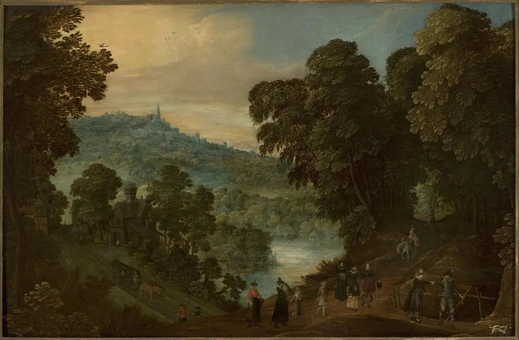 Countryside landscape with staffage, by Adriaen van Stalbemt
