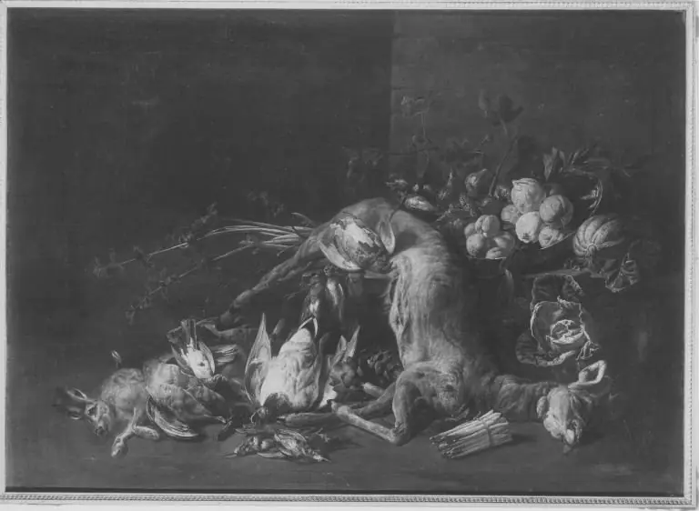 Hunting still life, by Adriaen van Utrecht