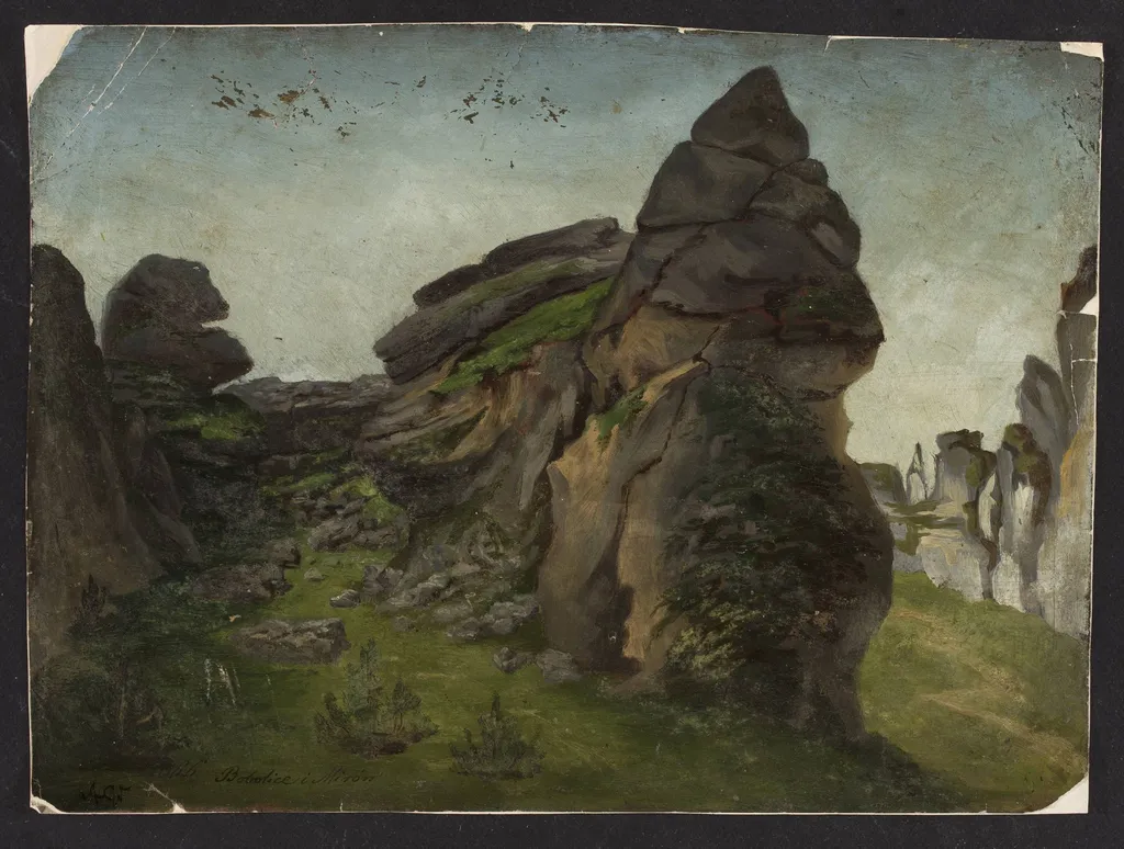 Landscape – Bobolice and Mirów, by Adrian Głębocki, unspecified, 1866