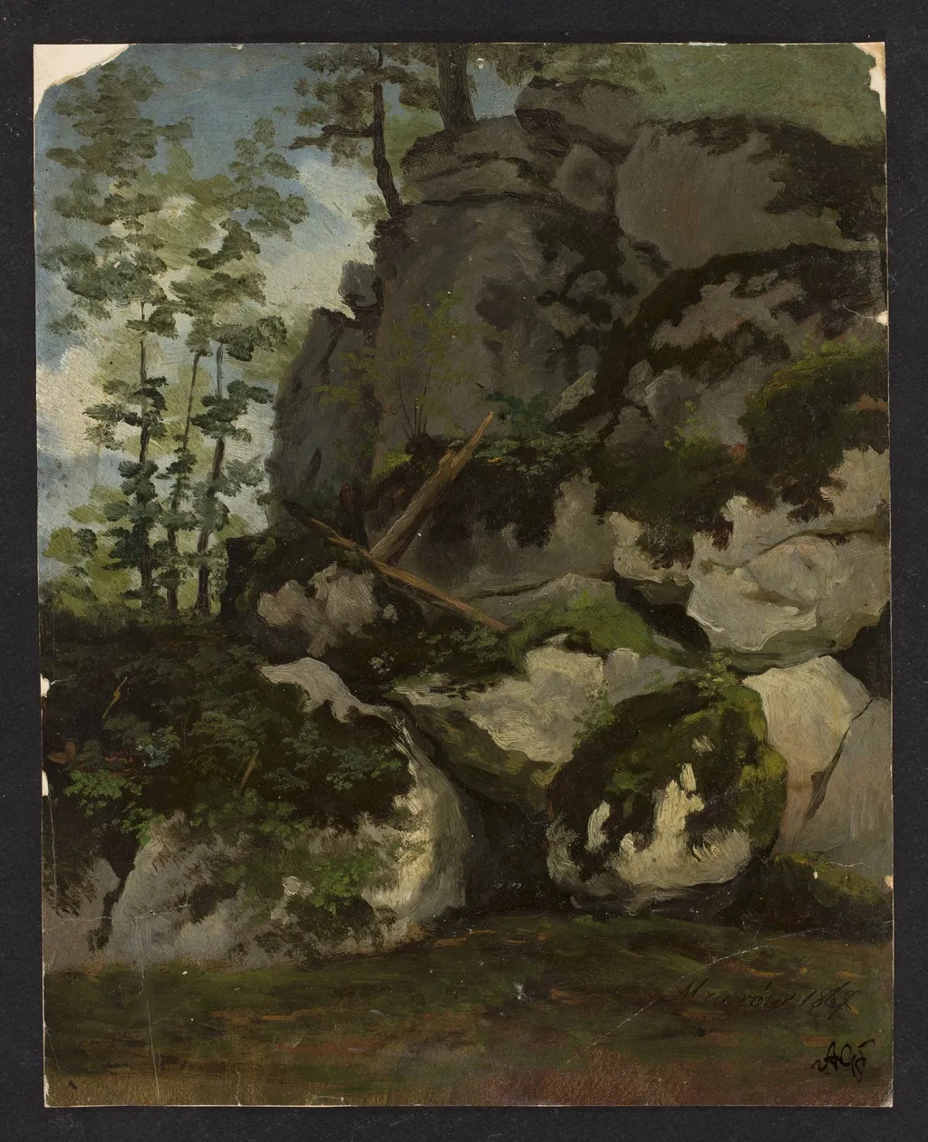Landscape with rocks from the vicinity of Mzurów, by Adrian Głębocki, unspecified, 1867
