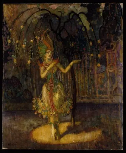Tamara Karsavina as the Firebird in Mikhail Fokine's ballet 'L'Oiseau de feu', by Adrian Paul Allinson