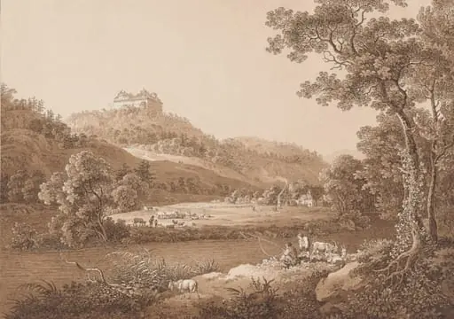 Augustusburg Castle Seen from the River, by Adrian Zingg