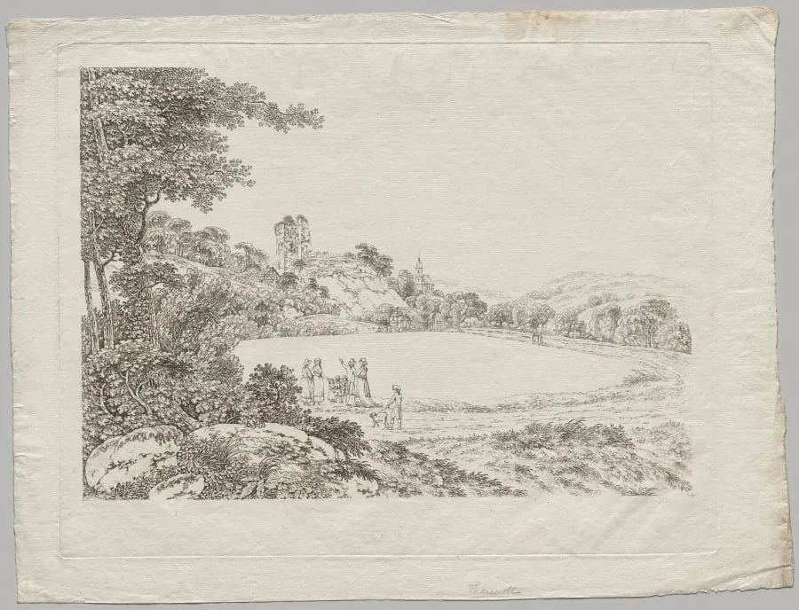 Landscape with Tharandt Castle Ruins, by Adrian Zingg, 1800