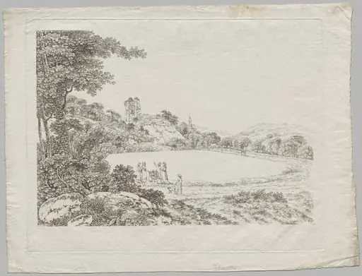Landscape with Tharandt Castle Ruins, by Adrian Zingg
