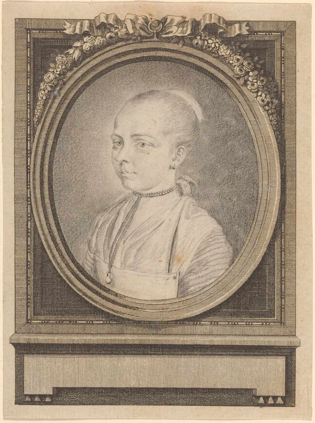 Portrait of a Girl, by Adrian Zingg, graphite, 1775