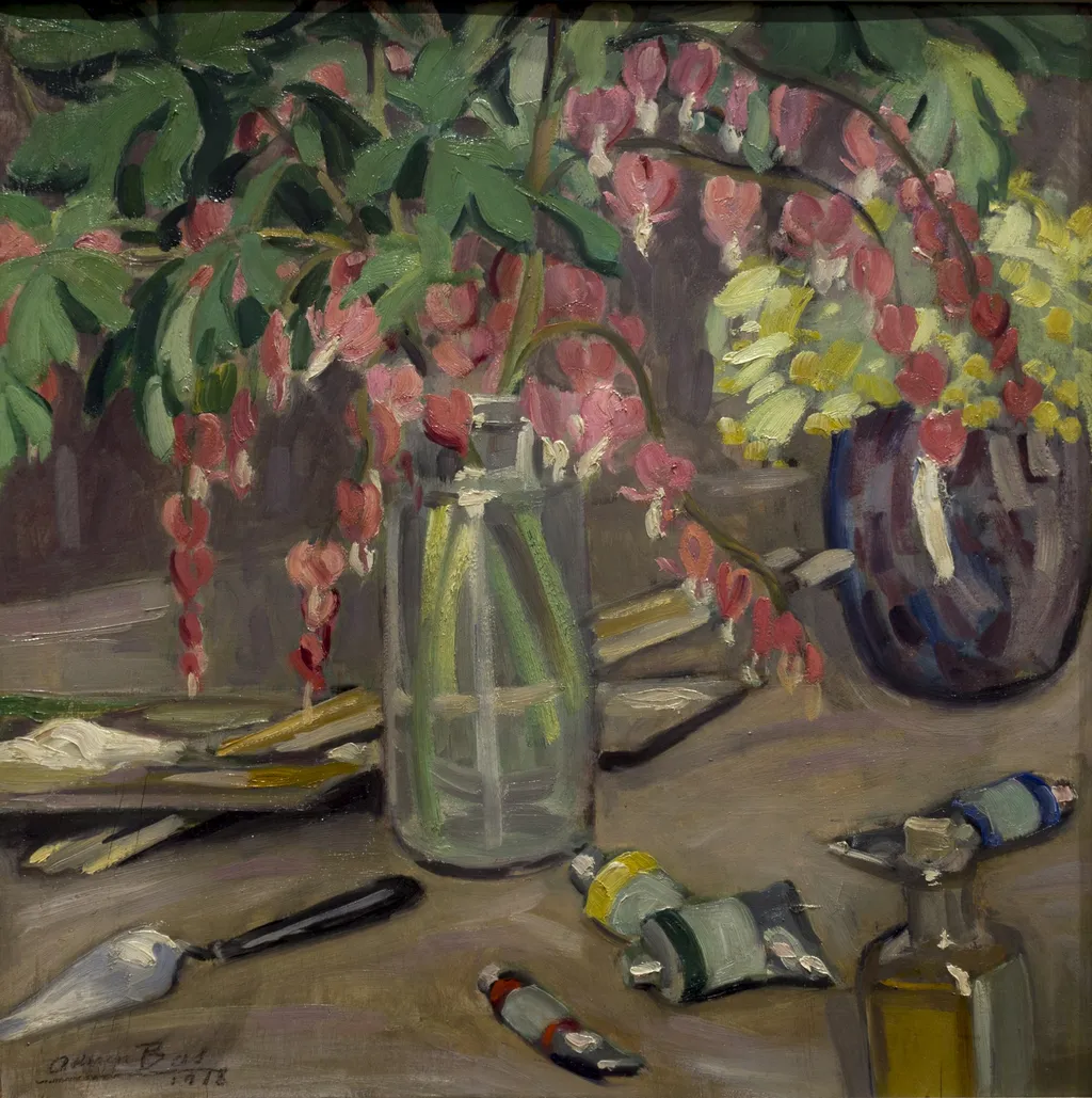 Vase de digitales, by Adrien Bas, oil, 1918