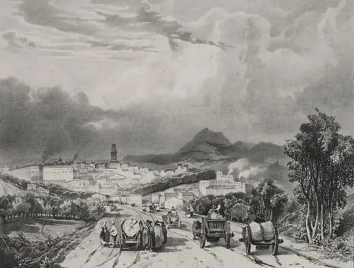Vue generale de Riom, Auvergne, by Adrien Dauzats