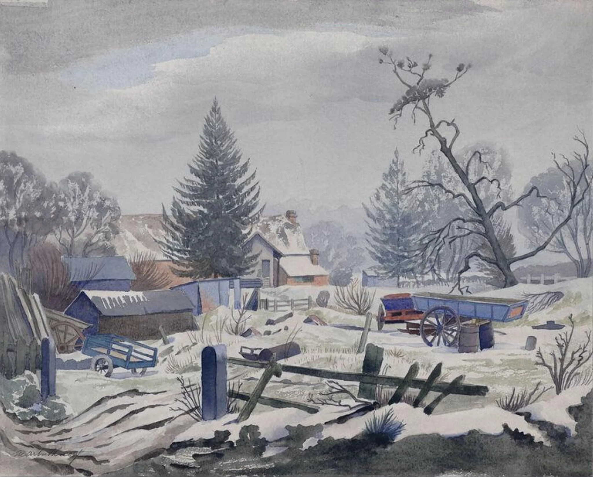 Snow at Tidmarsh, detail
