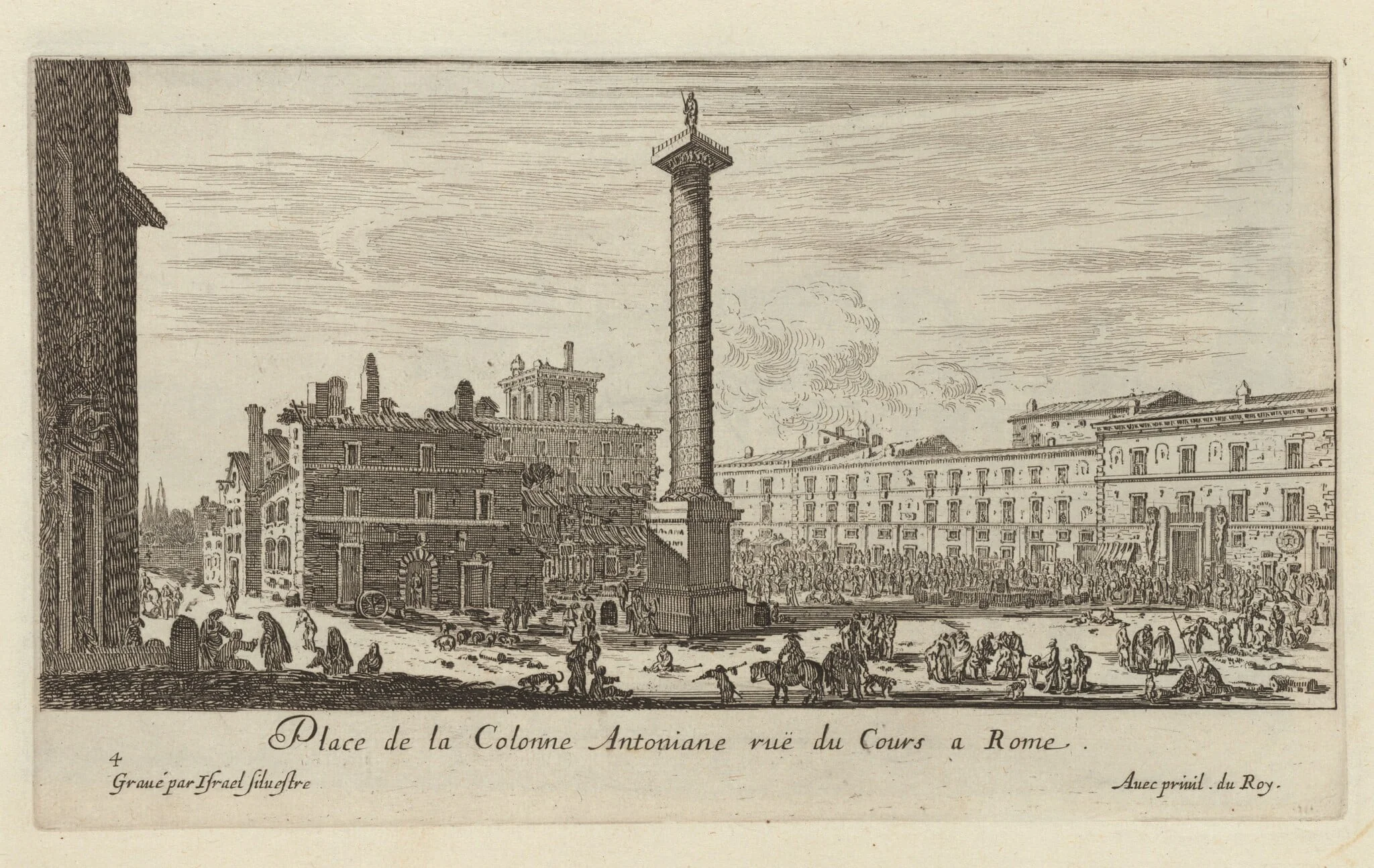 Place de la Colonne Antoniane ruë du Cours a Rome, detail