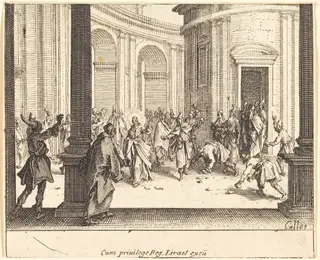 Christ and the Woman Taken in Adultery, by Jacques Callot, ink, 1635
