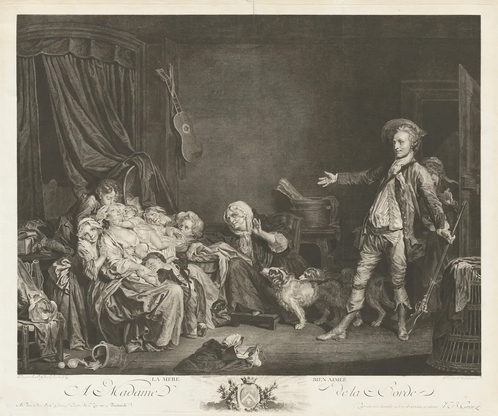 La mére bienaimée (The Well-Loved Mother), by Jean Massard, ink, 1775