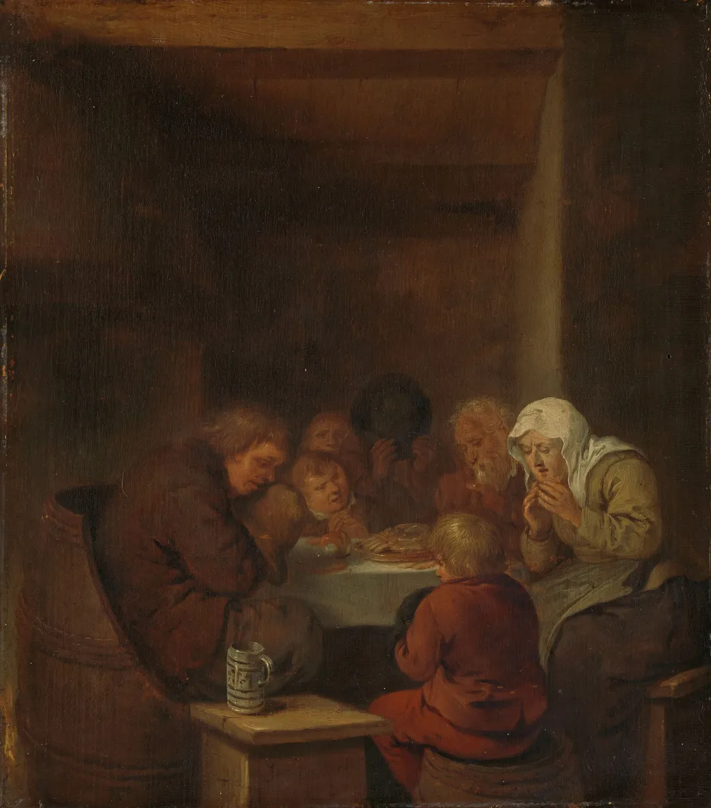 Saying grace, by Jan Miense Molenaer, oil, 1650