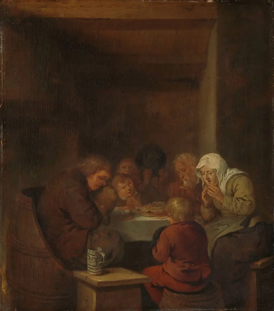 Saying grace, by Jan Miense Molenaer, oil, 1650