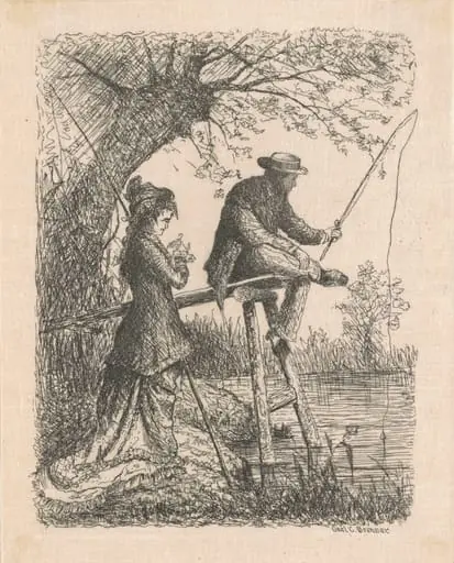 Fishing, by Carl C. Brenner, ink, 1880