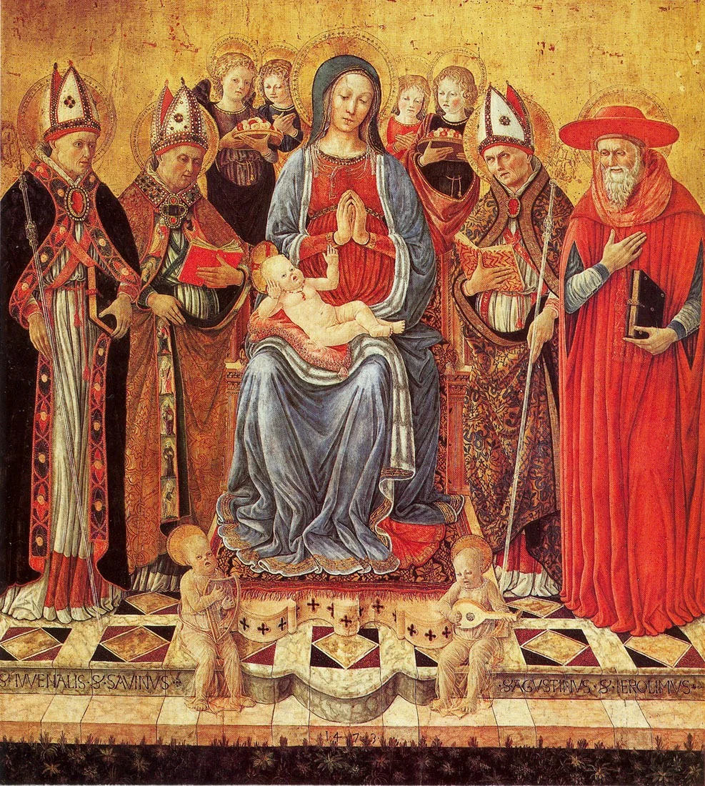 Madonna and Child Enthroned with Saints and Angels, detail