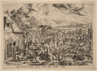 The Departure of the Angel, by Johannes van Doetechum the Elder, ink, 1565
