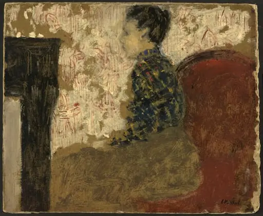 Woman Sitting by the Fireside, by Édouard Vuillard, oil, 1894