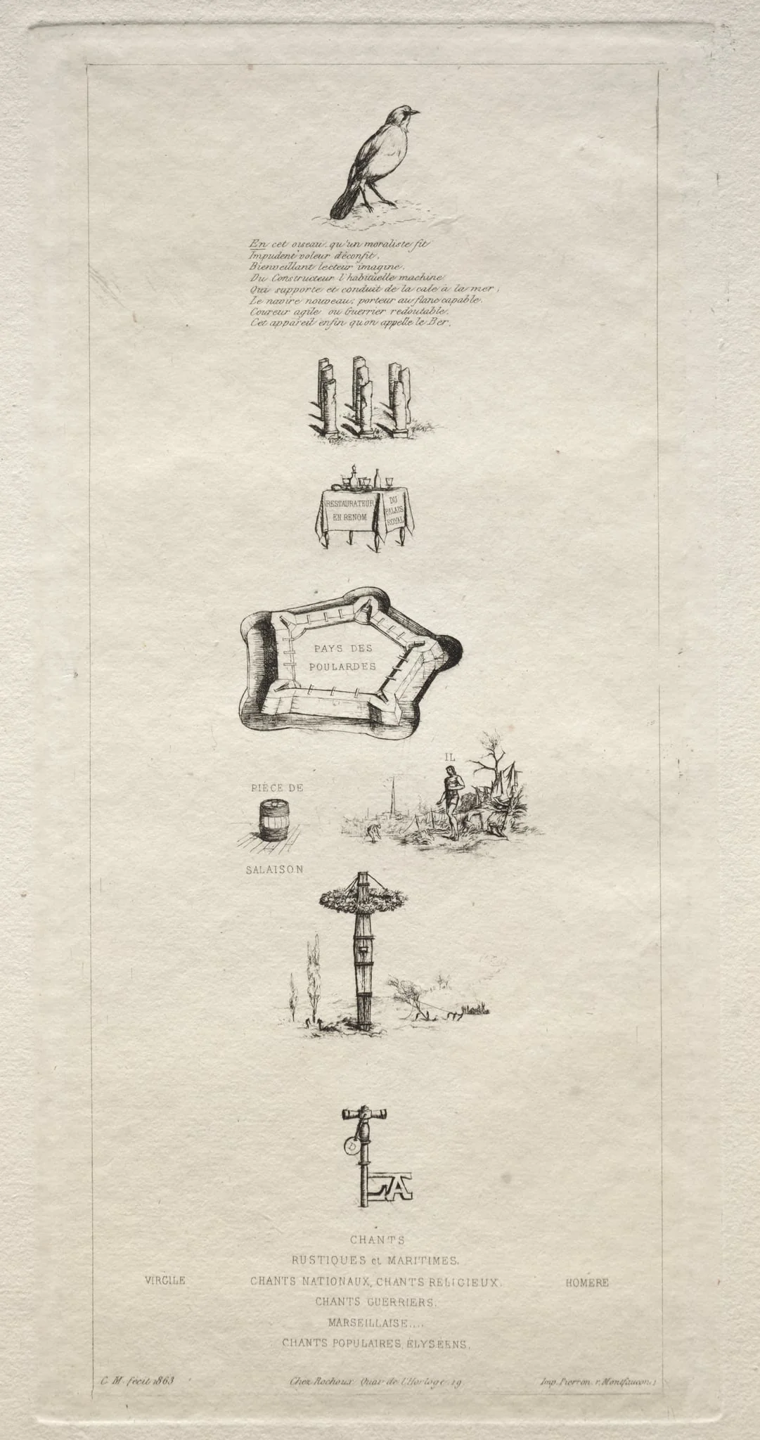 Rebus: "Beranger was not really strong for he never had the key to the fields", detail