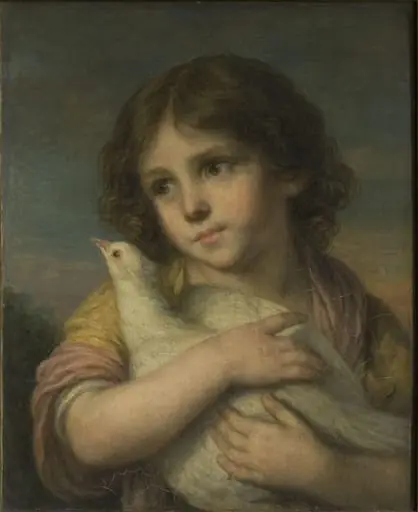 Innocence: A Girl with a Dove, by Jean-Baptiste Greuze, oil, 1795