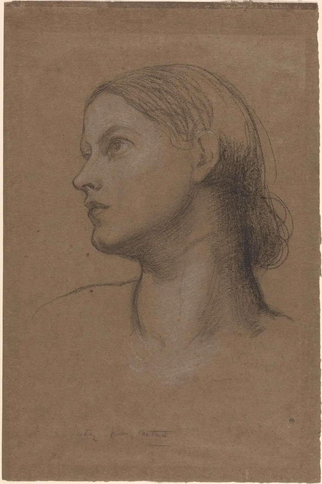 Head of a Young Woman, by George Frederic Watts, chalk, 1864