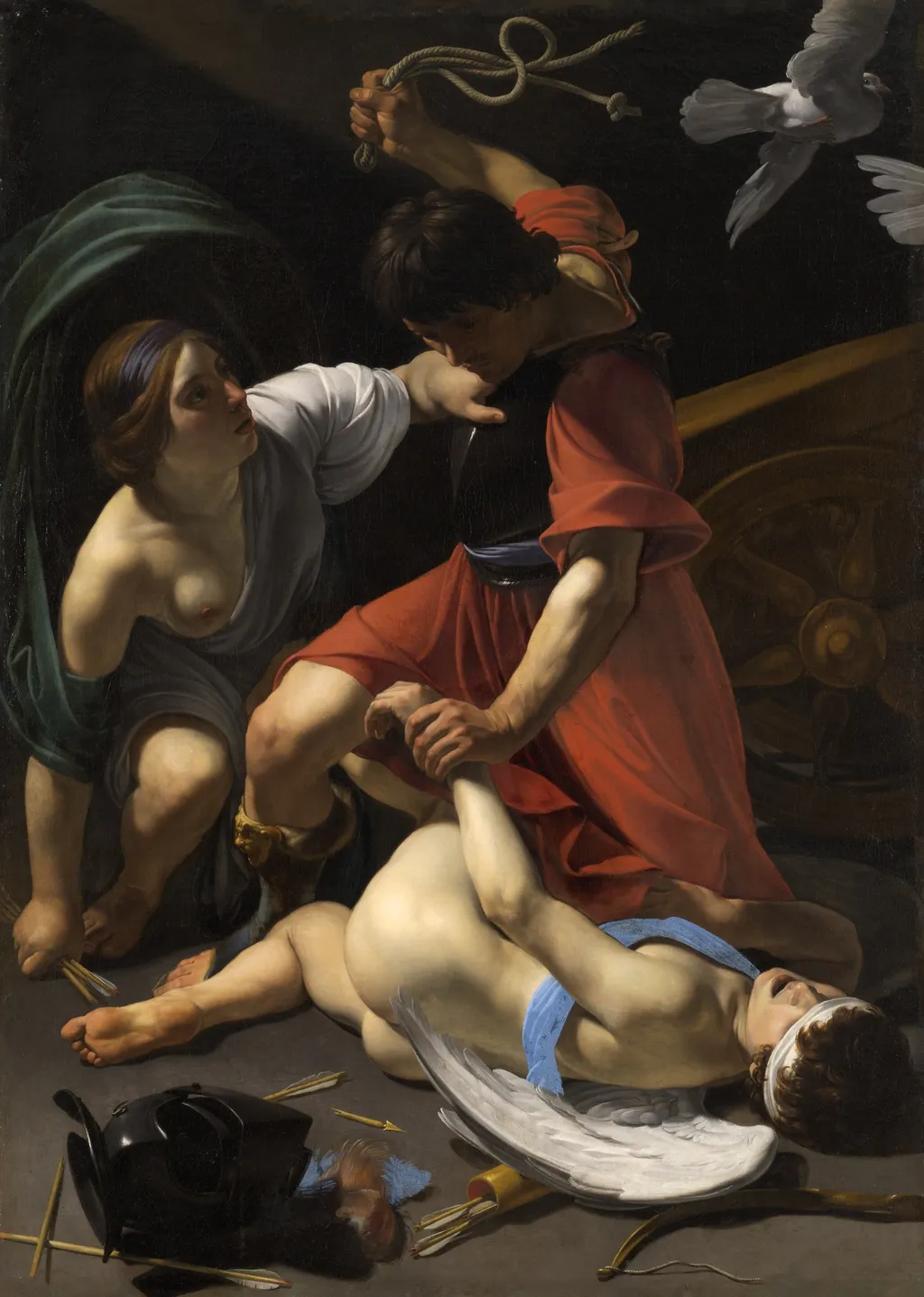 Cupid Chastised, by Bartolomeo Manfredi, oil, 1613