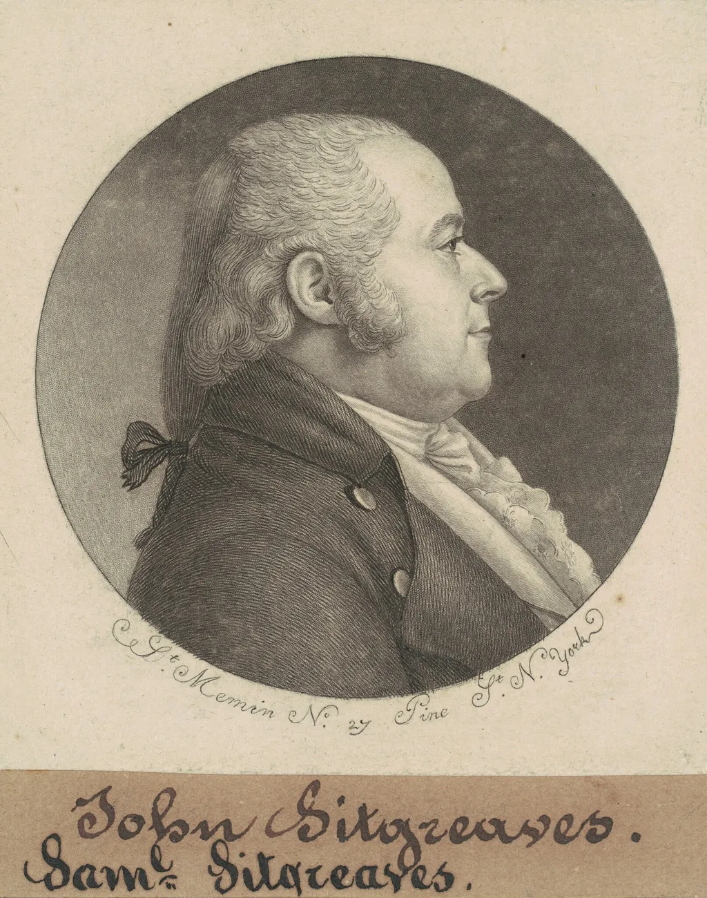 Samuel Sitgreaves, by Charles B. J. Févret de Saint-Mémin, ink, 1798