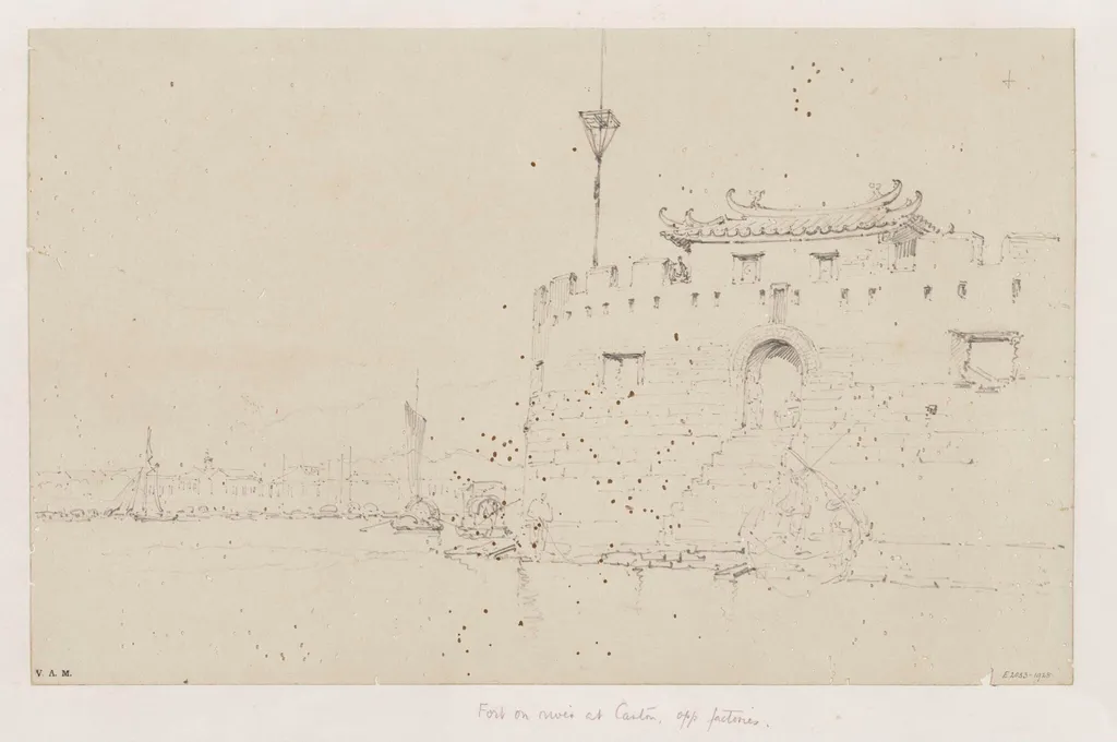 The 'Red Fort' on the river at Guangzhou (Canton), by George Chinnery, 19